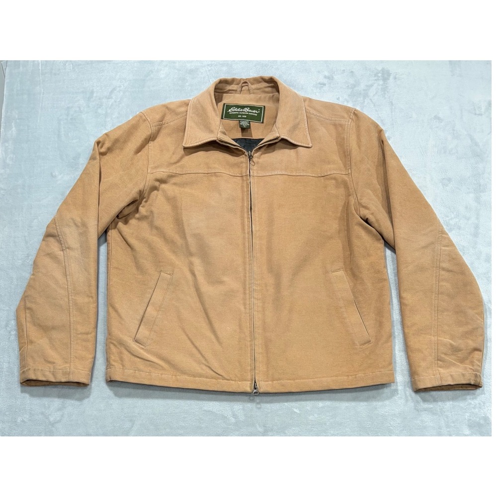 Eddie Bauer Mens Insulated Canvas Jacket Work Utility Outdoor XL Tan Style 2677